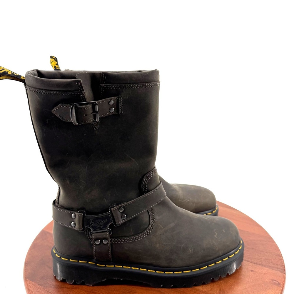 Dr. Martens Anistone Hi Biker Boots Brown Crazy Horse Leather Bex Sole Men 11